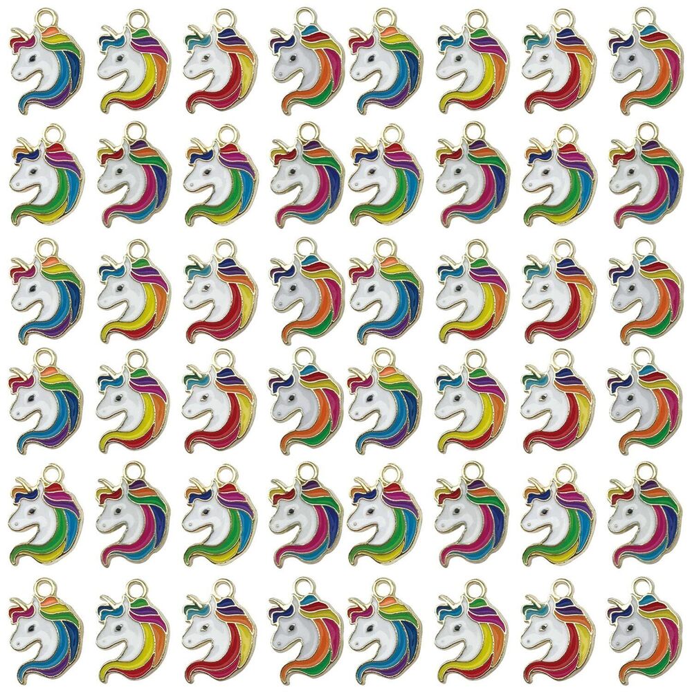 4854 36pcs Alloy enamel rainbow unicorn set series Pendant Jewelry Making